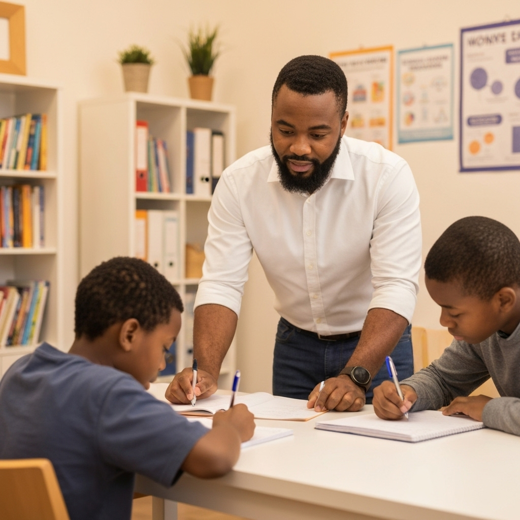 Professional tutor helping student